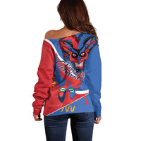 Carnival Dominicano Off Shoulder Sweater Dominican Republic Diablos Cojuelos Mask