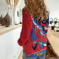 Carnival Dominicano Women Casual Shirt Dominican Republic Diablos Cojuelos Mask - Wonder Print Shop