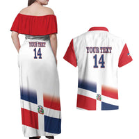 Custom Dominican Republic 2025 Baseball Couples Matching Off Shoulder Maxi Dress and Hawaiian Shirt Go Champions Flag Style