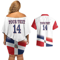 Custom Dominican Republic 2025 Baseball Couples Matching Off Shoulder Short Dress and Hawaiian Shirt Go Champions Flag Style
