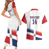 Custom Dominican Republic 2025 Baseball Couples Matching Short Sleeve Bodycon Dress and Hawaiian Shirt Go Champions Flag Style