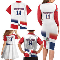 Custom Dominican Republic 2025 Baseball Family Matching Long Sleeve Bodycon Dress and Hawaiian Shirt Go Champions Flag Style