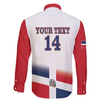 Custom Dominican Republic 2025 Baseball Family Matching Off The Shoulder Long Sleeve Dress and Hawaiian Shirt Go Champions Flag Style