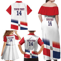 Custom Dominican Republic 2025 Baseball Family Matching Off Shoulder Maxi Dress and Hawaiian Shirt Go Champions Flag Style