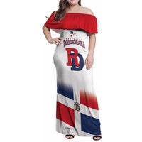 Custom Dominican Republic 2025 Baseball Family Matching Off Shoulder Maxi Dress and Hawaiian Shirt Go Champions Flag Style