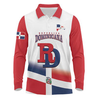 Custom Dominican Republic 2025 Baseball Long Sleeve Polo Shirt Go Champions Flag Style