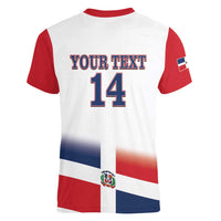 Custom Dominican Republic 2025 Baseball Women V-Neck T-Shirt Go Champions Flag Style - Wonder Print Shop