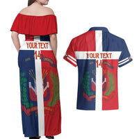 Custom Dominican Republic Football Couples Matching Off Shoulder Maxi Dress and Hawaiian Shirt Go Champions Flag Style