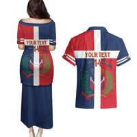 Custom Dominican Republic Football Couples Matching Puletasi and Hawaiian Shirt Go Champions Flag Style