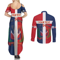 Custom Dominican Republic Football Couples Matching Summer Maxi Dress and Long Sleeve Button Shirt Go Champions Flag Style