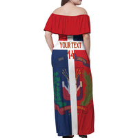 Custom Dominican Republic Football Family Matching Off Shoulder Maxi Dress and Hawaiian Shirt Go Champions Flag Style