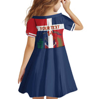Custom Dominican Republic Football Kid Short Sleeve Dress Go Champions Flag Style