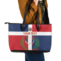 Custom Dominican Republic Football Leather Tote Bag Go Champions Flag Style