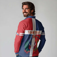 Custom Dominican Republic Football Long Sleeve Polo Shirt Go Champions Flag Style