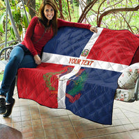 Custom Dominican Republic Football Quilt Go Champions Flag Style