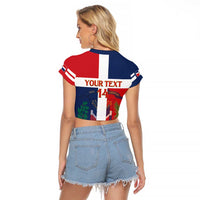 Custom Dominican Republic Football Raglan Cropped T Shirt Go Champions Flag Style