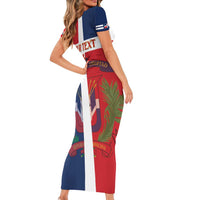 Custom Dominican Republic Football Short Sleeve Bodycon Dress Go Champions Flag Style