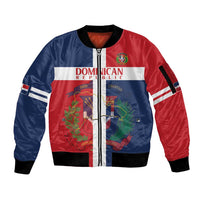 Custom Dominican Republic Football Sleeve Zip Bomber Jacket Go Champions Flag Style