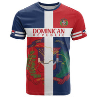 Custom Dominican Republic Football T Shirt Go Champions Flag Style
