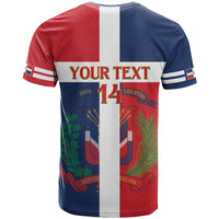 Custom Dominican Republic Football T Shirt Go Champions Flag Style