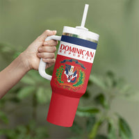 Custom Dominican Republic Football Tumbler With Handle Go Champions Flag Style