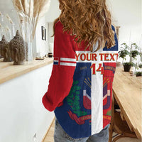 Custom Dominican Republic Football Women Casual Shirt Go Champions Flag Style - Wonder Print Shop