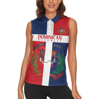 Custom Dominican Republic Football Women Sleeveless Polo Shirt Go Champions Flag Style - Wonder Print Shop