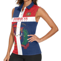 Custom Dominican Republic Football Women Sleeveless Polo Shirt Go Champions Flag Style - Wonder Print Shop