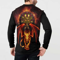 Cymru Am Byth Wales Darts Button Sweatshirt Go Welsh Flame Style