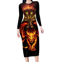 Cymru Am Byth Wales Darts Family Matching Long Sleeve Bodycon Dress and Hawaiian Shirt Go Welsh Flame Style
