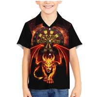 Cymru Am Byth Wales Darts Family Matching Mermaid Dress and Hawaiian Shirt Go Welsh Flame Style