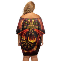 Cymru Am Byth Wales Darts Family Matching Off Shoulder Short Dress and Hawaiian Shirt Go Welsh Flame Style