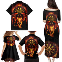 Cymru Am Byth Wales Darts Family Matching Puletasi and Hawaiian Shirt Go Welsh Flame Style