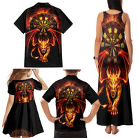 Cymru Am Byth Wales Darts Family Matching Tank Maxi Dress and Hawaiian Shirt Go Welsh Flame Style