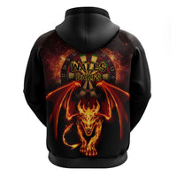 Cymru Am Byth Wales Darts Hoodie Go Welsh Flame Style