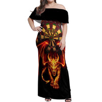 Cymru Am Byth Wales Darts Off Shoulder Maxi Dress Go Welsh Flame Style