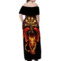 Cymru Am Byth Wales Darts Off Shoulder Maxi Dress Go Welsh Flame Style