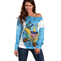 US Virgin Islands Off Shoulder Sweater Emancipation Proud Freedom Statue