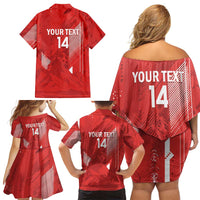 Switzerland Football Custom Family Matching Off Shoulder Short Dress and Hawaiian Shirt Go Nati Swiss Alps Grunge Style