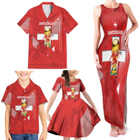 Switzerland Football Custom Family Matching Tank Maxi Dress and Hawaiian Shirt Go Nati Swiss Alps Grunge Style
