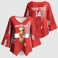 Switzerland Football Custom Kimono Sleeve Blouse Go Nati Swiss Alps Grunge Style