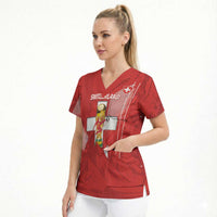 Switzerland Football Custom Scrub Top Go Nati Swiss Alps Grunge Style