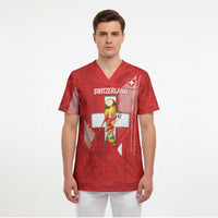 Switzerland Football Custom Scrub Top Go Nati Swiss Alps Grunge Style