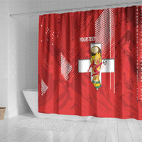 Switzerland Football Custom Shower Curtain Go Nati Swiss Alps Grunge Style