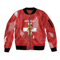 Switzerland Football Custom Sleeve Zip Bomber Jacket Go Nati Swiss Alps Grunge Style