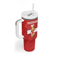 Switzerland Football Custom Tumbler With Handle Go Nati Swiss Alps Grunge Style