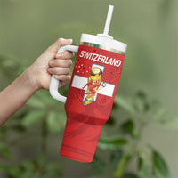 Switzerland Football Custom Tumbler With Handle Go Nati Swiss Alps Grunge Style