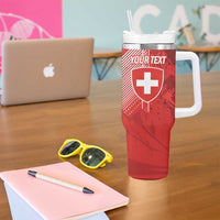Switzerland Football Custom Tumbler With Handle Go Nati Swiss Alps Grunge Style