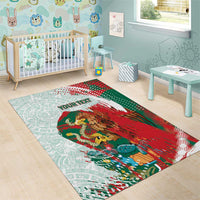 Mexico Football Custom Area Rug El Tri Aztec Calendar Brush Style