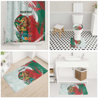 Mexico Football Custom Bathroom Set El Tri Aztec Calendar Brush Style